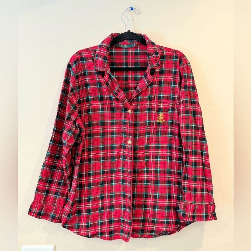 🔥Lauren Ralph Lauren Red and Green Plaid Button-Up Shirt🔥
